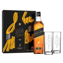 Johnnie Walker Black Label whisky ajándékcsomag 2 highball pohárral DRS (0,7L / 40%)