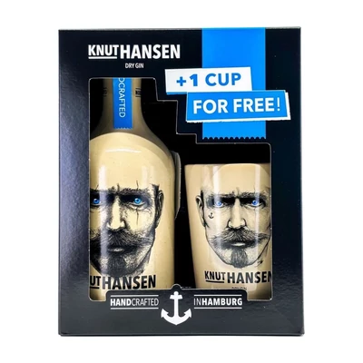 Knut Hansen Dry gin díszdobozban 1 pohárral (0,5L / 42%)