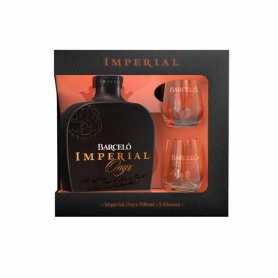Barcelo Imperial Onyx rum díszdobozban 2 pohárral DRS (0,7L / 38%)