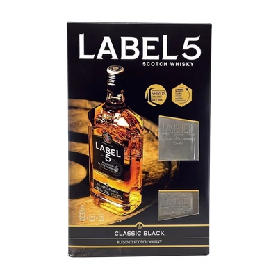 Label 5 Classic Blended whisky ajándékcsomag 2 pohárral DRS (0,7L / 40%)