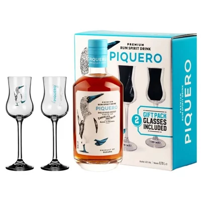 Piquero rum ajándékcsomag 2 tulipán pohárral DRS (0,7L/ 40%)