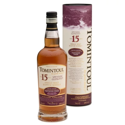 Tomintoul 15 éves Portwood Finish whisky DRS (0,7L / 46%)