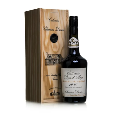 Christian Drouin calvados 1980 fadobozban (0,7L / 42%)