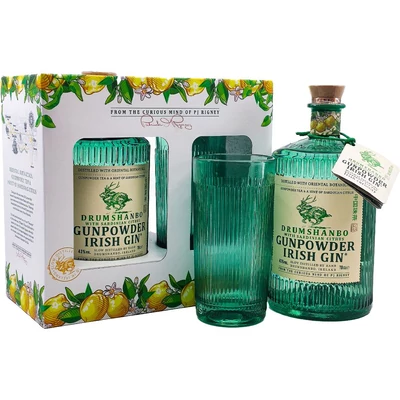 Drumshanbo Gunpowder Sardinian Citrus gin díszdobozban 1 pohárral DRS (0,7L / 43%)