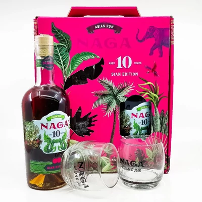 Naga Siam Editition 10 rum díszdobozban 2 pohárral (0,7L / 40%)