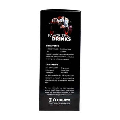 Knut Hansen Dry gin díszdobozban 1 pohárral (0,5L / 42%)