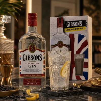 Gibson’s gin ajándékcsomag 1 pohárral DRS (0,7L / 37,5%)