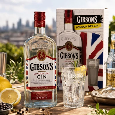 Gibson’s gin ajándékcsomag 1 pohárral DRS (0,7L / 37,5%)