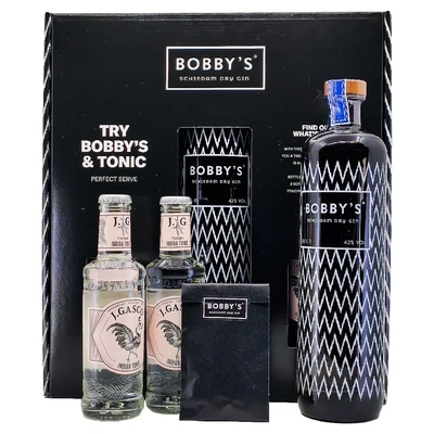 Bobby's gin ajándékcsomag DRS (0,7L / 42% +2 db J.Gasco Indian Tonic 0,2L + fűszer)