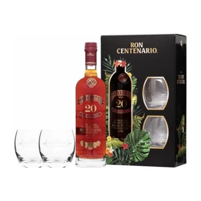 Centenario Fundacion 20 éves rum díszdobozban 2 pohárral (0,7L / 40%)