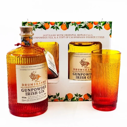 Drumshanbo Gunpowder Californian Orange gin díszdobozban 1 pohárral DRS (0,7L / 43%)