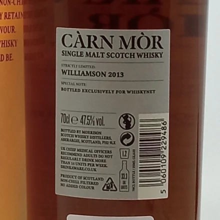 Williamson 9 éves Cárn Mór Strictly Limited WhiskyNet Edition whisky (0,7L / 47,5%)