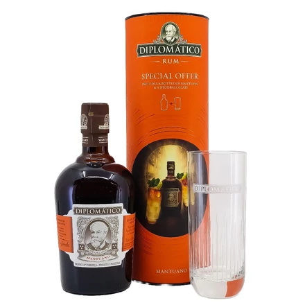 Diplomatico Mantuano ajándékcsomag Highball pohárral DRS (0,7L / 40%)