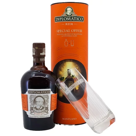 Diplomatico Mantuano ajándékcsomag Highball pohárral DRS (0,7L / 40%)