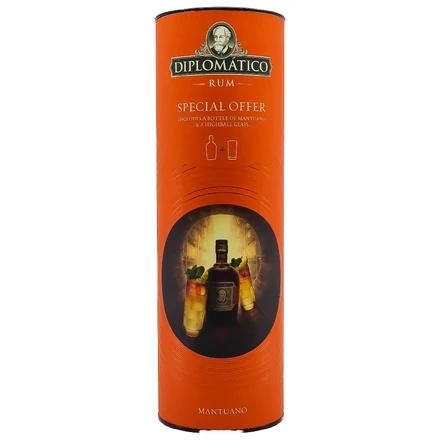 Diplomatico Mantuano ajándékcsomag Highball pohárral DRS (0,7L / 40%)