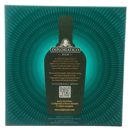 Diplomatico Exclusiva rum 2 db Old Fashioned pohárral Új Design DRS (0,7L / 40%)