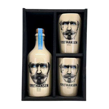 Knut Hansen Dry gin fa díszdobozban 2 pohárral (0,5L / 42%)