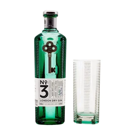 No.3 London Dry gin ajándékcsomag Highball pohárral DRS (0,7L / 46%)