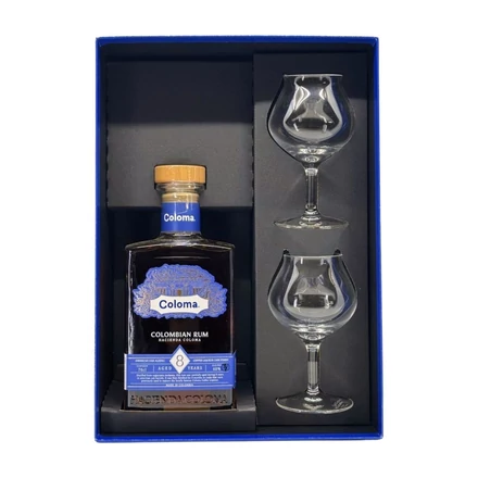 Coloma 8 éves rum ajándékcsomag 2 pohárral (0,7L / 40%)