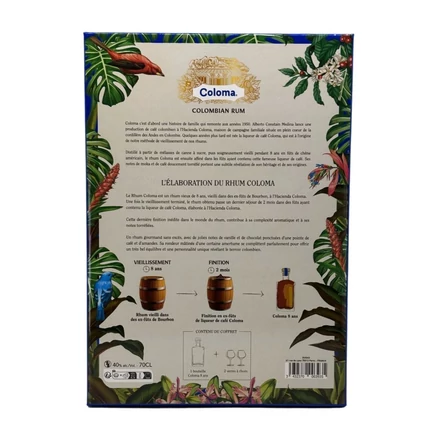 Coloma 8 éves rum ajándékcsomag 2 pohárral (0,7L / 40%)